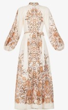ZIMMERMANNDevi paisley-embroidered belted linen midi dress