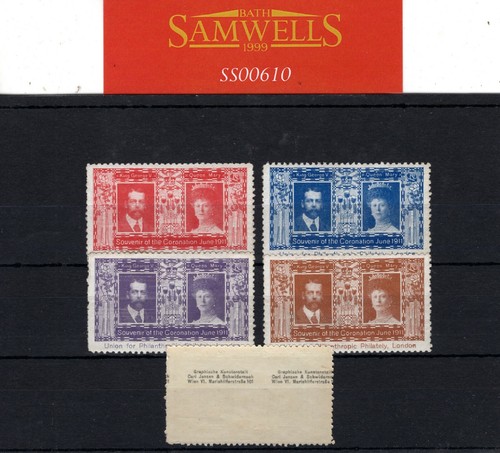 Estampillas de Cenicienta GB KGV{5} 1911 CORONACIÓN realeza VIENA impresión como nueva MM SS610 - Imagen 6 de 6