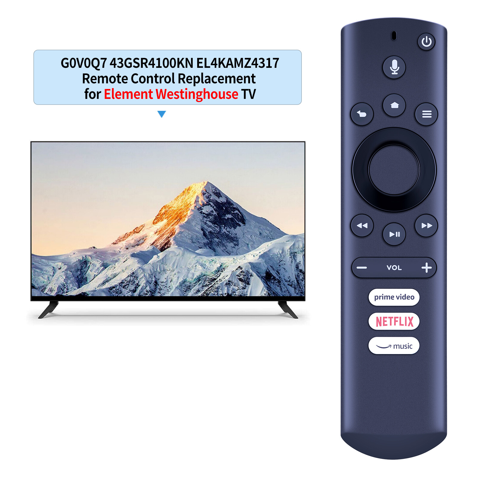 Voice Remote Control For Element Westinghouse Fire TV EL4KAMZ4317 WA43UFT1001