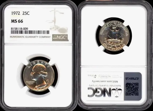 1972-P WASHINGTON QUARTER 25 CENTS NGC MS66 UNC BU DETAILED COIN