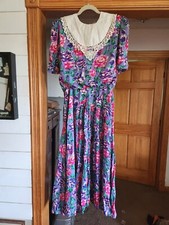 VGC Vintage Lisa II Tea Length Multicolor Dress  Cottage Style Pleated Skirt...