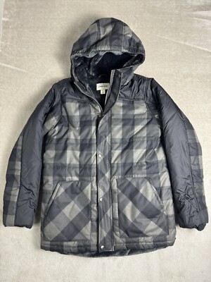 Boys Winter Coat Snow Jacket Lands' End Size L 14-16 Hooded Zip/Snap  Closure