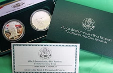 1998 Black Revolutionary War Patriots Silver 2 Coin Proof and UNC