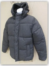 Men Short Puffer Jacket Water & Wind Resistant Hooded GRAY GOODFELLOW Mid weight