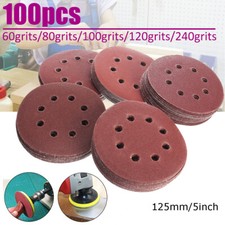 100Pcs 5" Inch Sanding Discs 60-240 Grit Hook Loop 8-Hole Sander Paper Sandpaper 0.26 per gallon