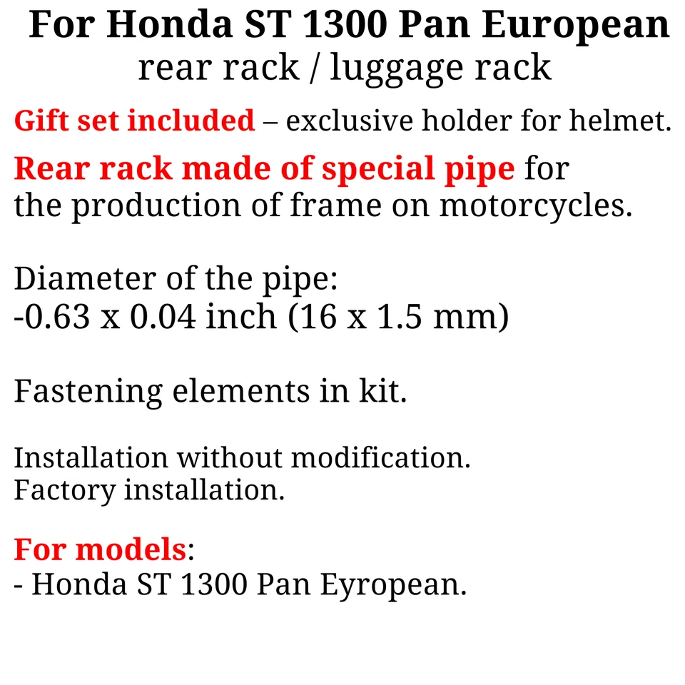 Portaequipajes trasero europeo Pan ST1300 ST 1300 para Honda ST1300, Bonus Foto 3 de 4