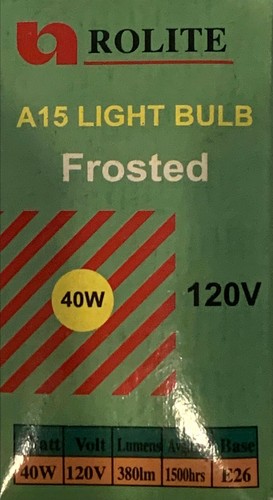 40W - 120V Medium A15 Base (Frosted) Traditional Light Bulb (6 Pack) - Picture 5 of 5