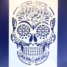 Large A4 Skull Stencil Mexican Style Reusable template plastic arts and crafts