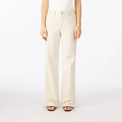 Amo Lois Trouser Wide Leg Jeans Size 23 High Rise Bone White Stretch Organic