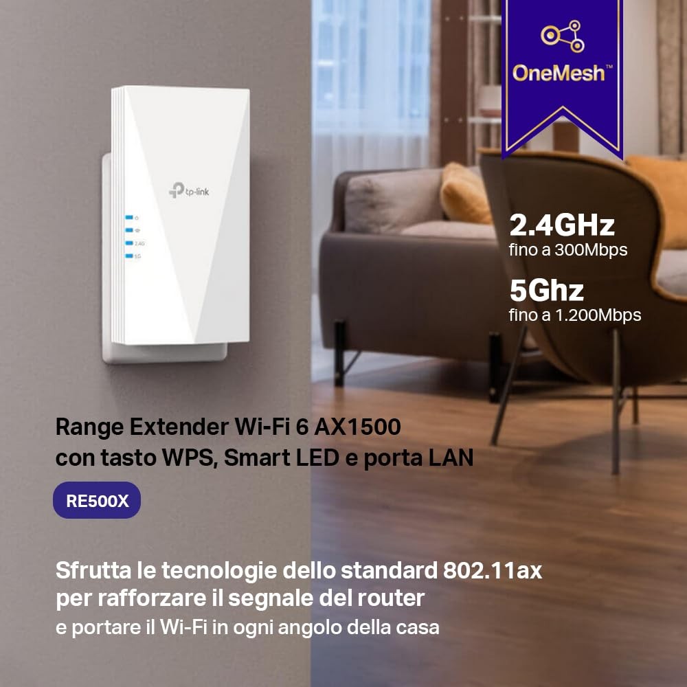 TP-Link RE500X Range Extender WiFi 6 | Stabilità per Smart Working - 2