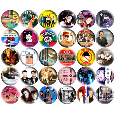 80s Synth Pop New Wave Bands 1.25'' Pinback Buttons Set of 30 Pins, Retro Music