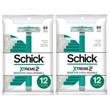 2 Pack Schick ST2 Slim Twin Men's Sensitive Disposable Razors 12 Each (24 Total)