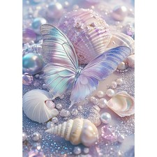 Pearl Butterfly Diamond Art Painting Kits for Adults Beginner, 5D DIY Round Full