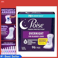 Overnight Incontinence Pads for Women 96 Count 8 Drop Extra Coverage Bladder