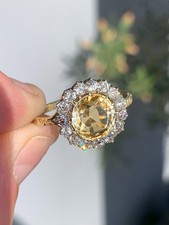 18ct gold diamond citrine cluster ring Victorian 3.3 grams