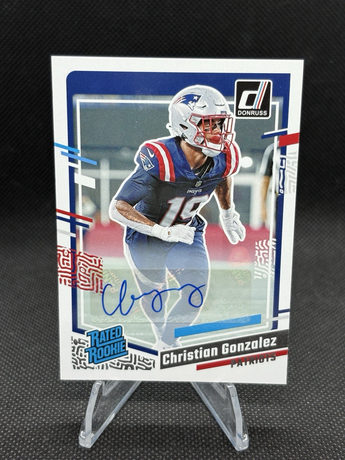 2023 Donruss - Rated Rookie Christian Gonzalez #369 Autograph RC Patriots NFL