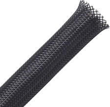50ft - 1/4 inch  1/2 inch PET Expandable Braided Sleeving   Black   Alex Te