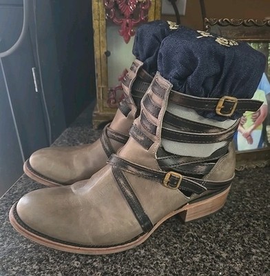 Freebird by Steven Stair Strappy Leather Ankle Boots sz 8