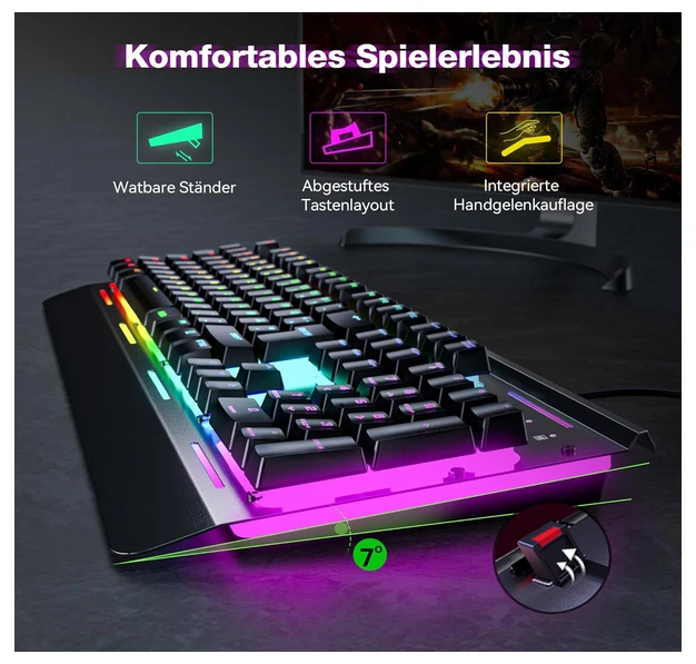 TECKNET RGB Gaming Tastatur für PC - Bild 3 von 4