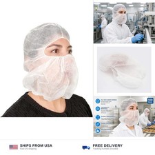 Disposable Bouffant Hood Full Face Beard Hair Net Breathable Polypropylene
