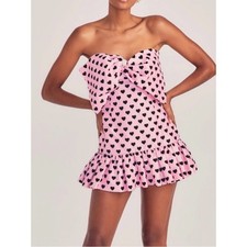 LoveShackFancy Tilson Dress pink polka dot mini dress with bow size 4