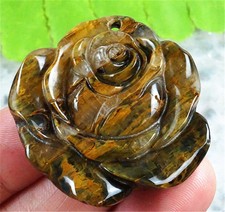 T21925 38x35x7mm Natural Golden/black Pietersite Carved Flower Pendant Bead
