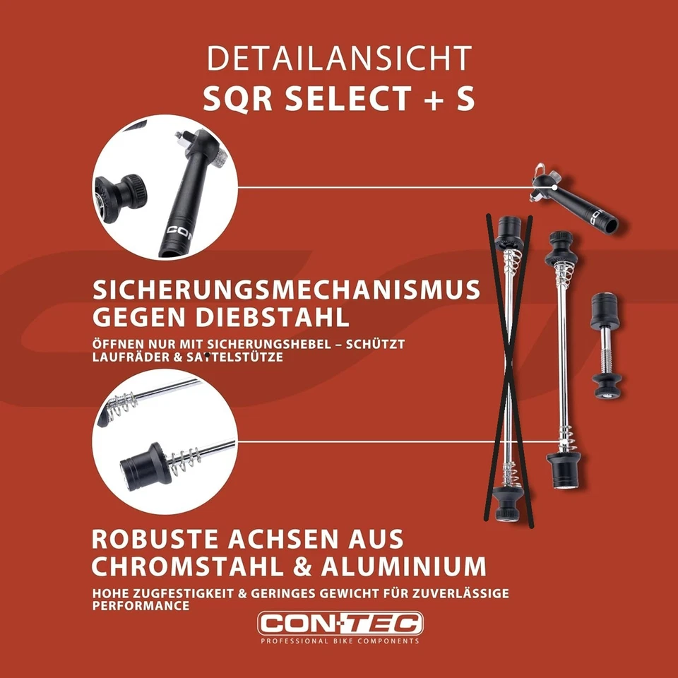 CONTEC SQR Select+ Fahrrad Sicherungs - Schnellspanner Set mit Diebstahlschutz - Bild 2 von 4