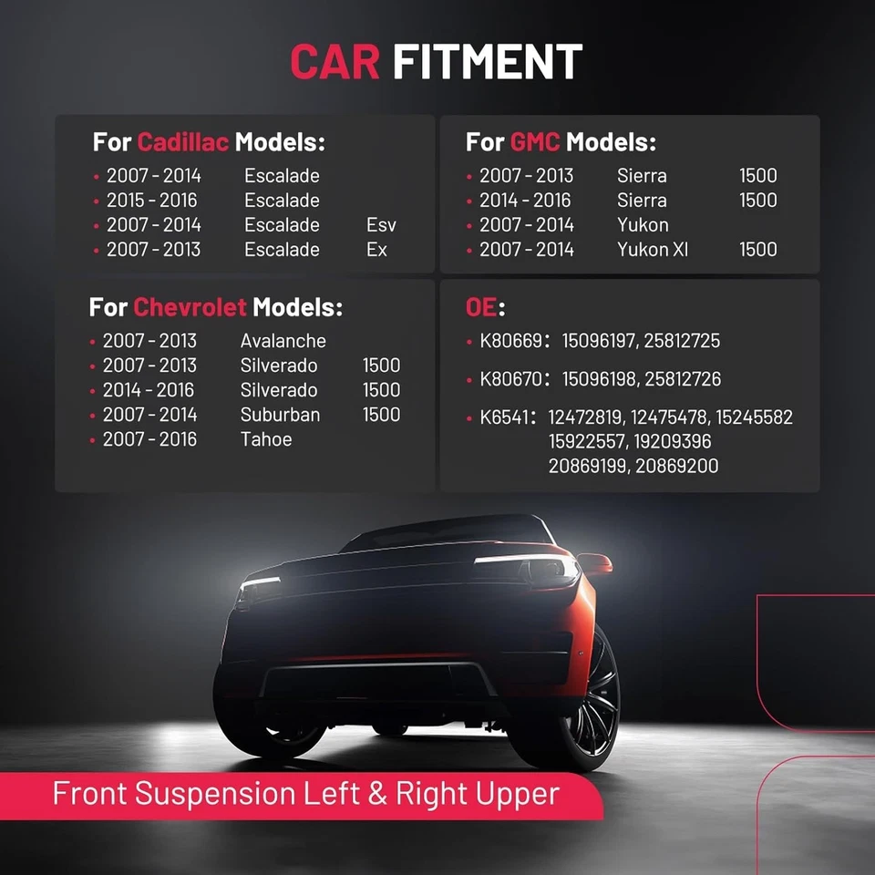 Braço de controle superior dianteiro 4 peças BDFHYK com junta esférica compatível Cadillac Escalade - Imagem 2 de 4