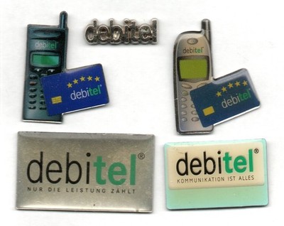  Pin-Konvolut 5 Handy Retro Pins debitel Mobile Mobilfunk-Provider selten   