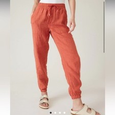 Athleta Retreat Linen Joggers Sunset Glow Orange Size 8