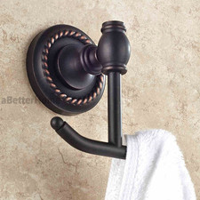 Oil Rubbed Bronze Double Robe Hook Wall Mount Antique Bathroom Towel Hanger NIB