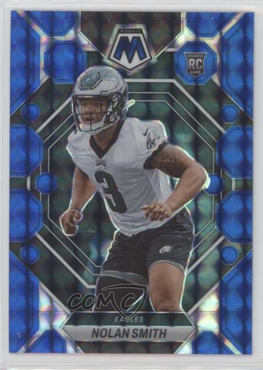 2023 Panini Mosaic Rookies Blue Mosaic Prizm 43/99 Nolan Smith #353 12h1