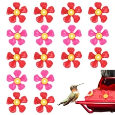 24-Pack Hummingbird Feeder Replacement Flowers, Plastic Part [Red, Rose Red]