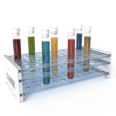 12x100 Clear Glass Test Tubes with Lids and Rack, 50pcs, 8ml Lab Test Tubes