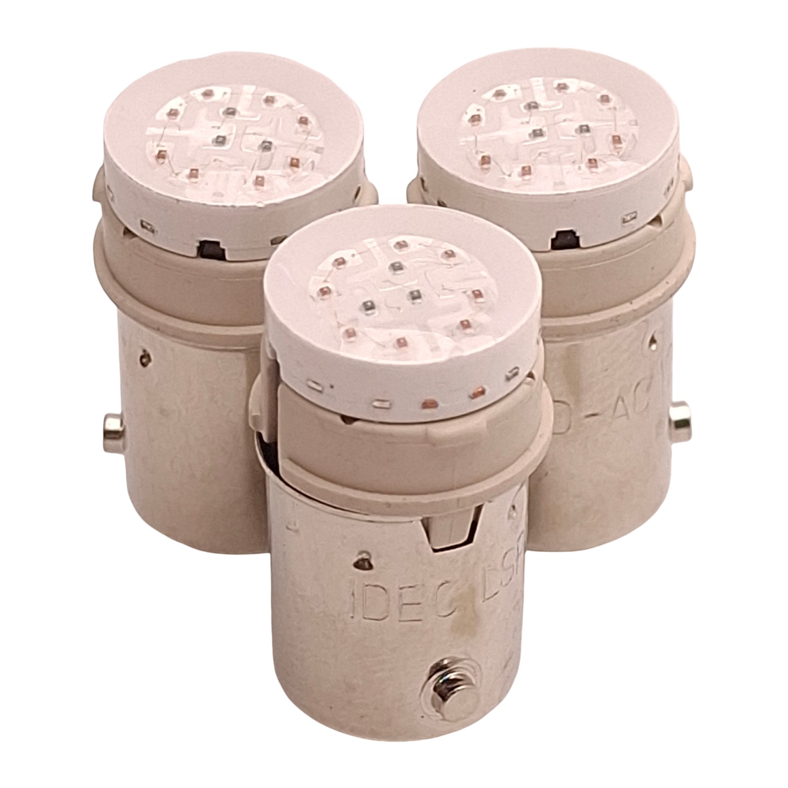 Lot of 3 Idec LSPD-AC120V Pushbutton LED Bulb, White, 120VAC, 22mm Mount