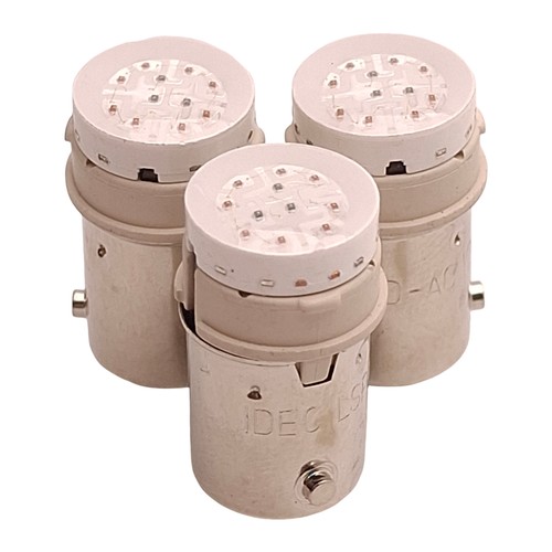 Lot of 3 Idec LSPD-AC120V Pushbutton LED Bulb, White, 120VAC, 22mm Mount