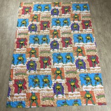 VTG 1988 MIRAGE TEENAGE MUTANT NINJA TURTLES QUILTED COMFORTER BLANKET 86X60 EUC