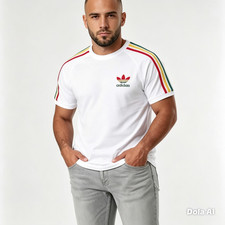 Image of Adidas Originals Cotton 3-Stripe Contrast Piping Tee
