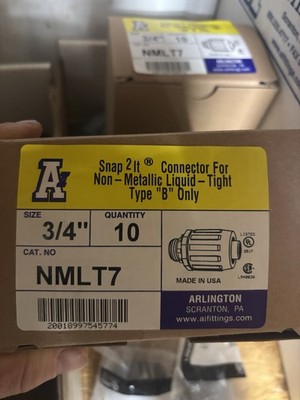 Box of (10) - 3/4 Carflex Connector - Non - Metallic Liquid Tight - Arlington