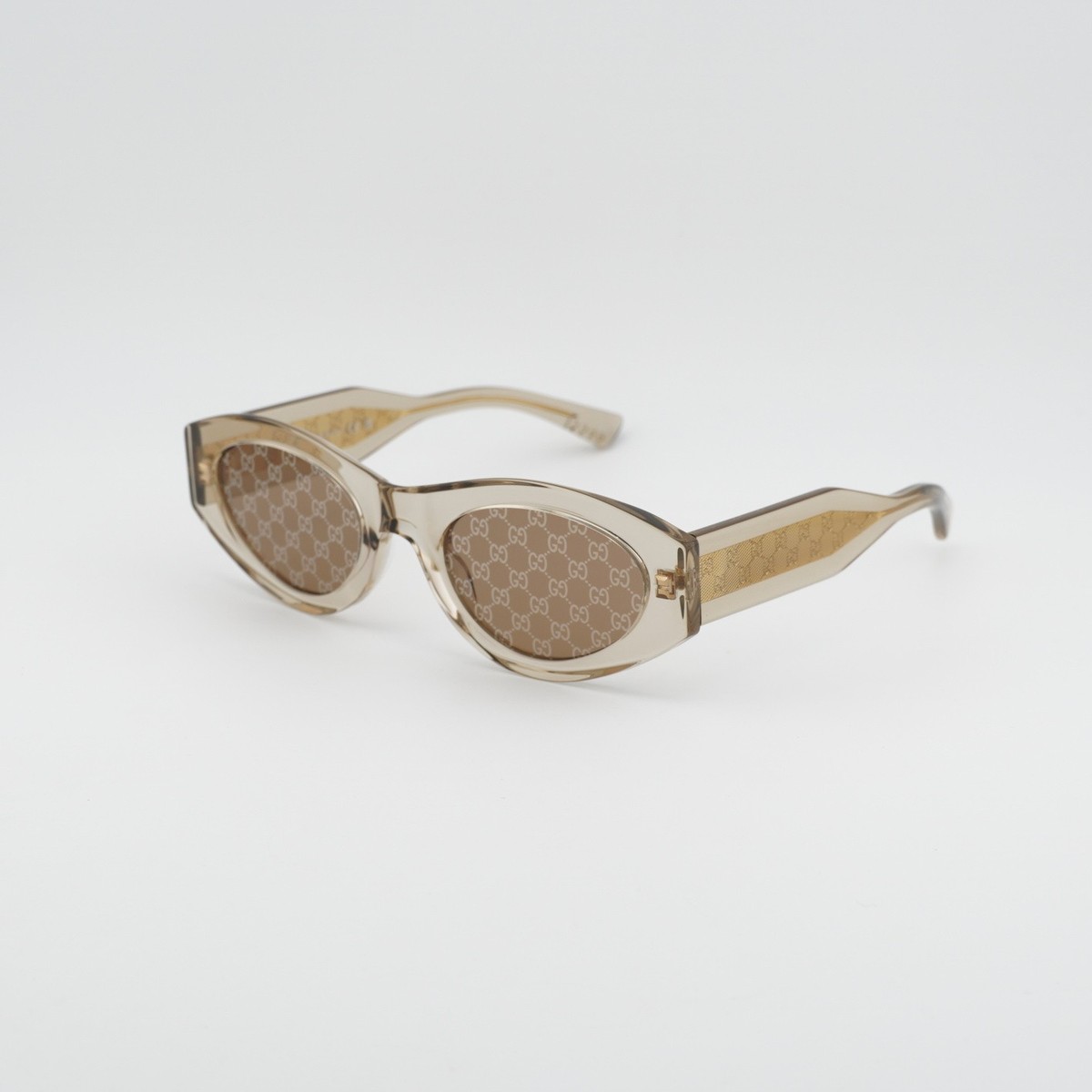 New Gucci GG2065S 003 Transparent Yellow/Brown with Logo Mirror 52