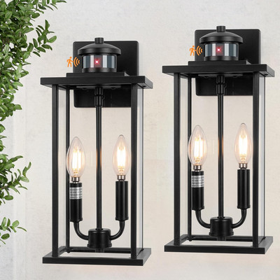 16'' Motion Sensor Outdoor Wall Lights 2-Pack, Waterproof Dusk to Dawn Sconces