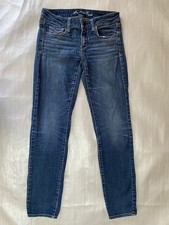 American Eagle Stretch Skinny Jeans Blue Wash Medium Women's Size 2 Short