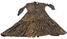 Lauren Ralph Lauren Lined Midi Leopard Print Dress Women 6 Brown V- Neck NEW  