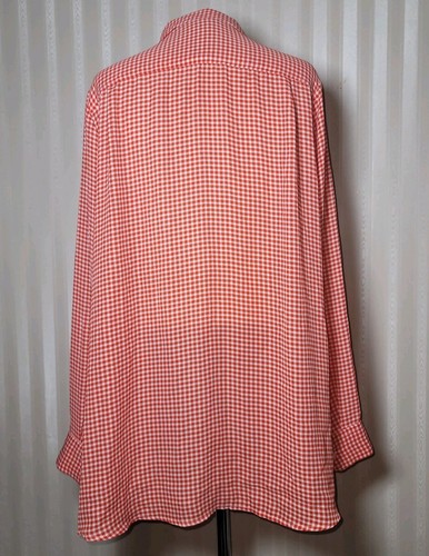 Roamans Sz 18W Button Down Shirt Red White Check Work Job Office Career Blouse - Picture 5 of 8