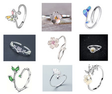 Ring Silberring mit S925 Stempel Weihnachten Geschenk Größe verstellbar Blume 1A