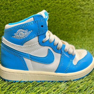 #ad #ad Nike Air Jordan 1 Retro High OG Boys Size 11C Blue White Athletic Shoes Sneakers $39.99