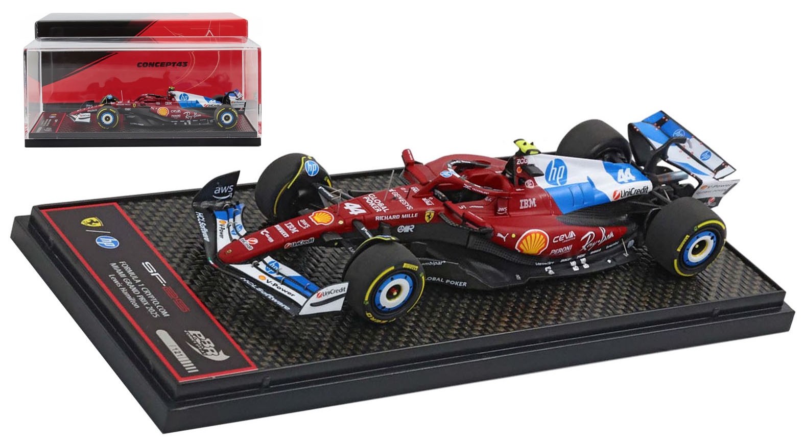 BBR C321B44 Ferrari SF-25 8th Miami GP 2025 - Lewis Hamilton 1/43 Scale