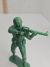 Army Green Soldier Standing In Firing Position W/ Weapon 4.75  Tall