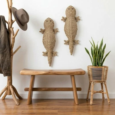 Wanddekoration Geko aus Seegras 90 cm Dekofigur Wand Deko wohnfreuden - Bild 1 von 4