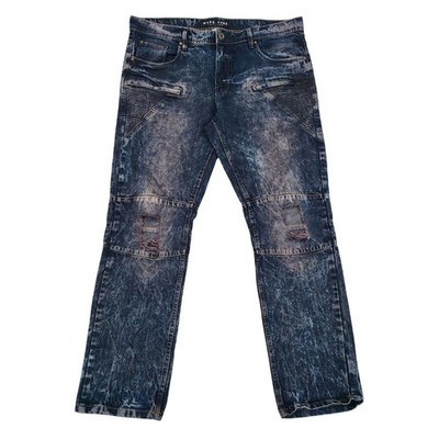 Marc Ecko Jeans Men's Size 40x31 Moto Distressed Blue Gray Denim Tag 38x32